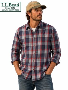 L.L.Bean Men's M Flannel 100% Cotton Shirt Blue outdoor hunting fishing hiking